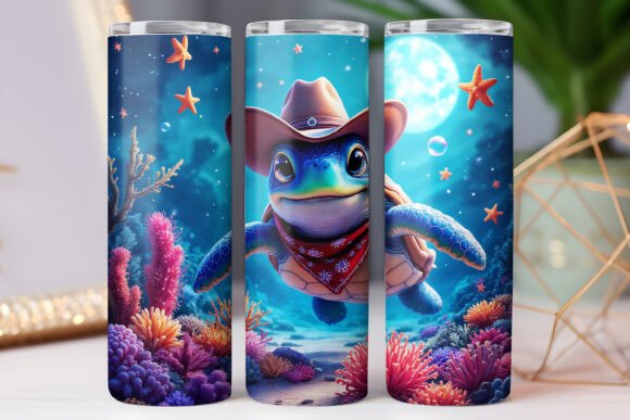Cowboy Sea Turtle Tumbler Wrap 20oz